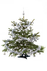 Image showing Decorated christmas tree with silver balls 