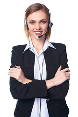 Image showing Friendly female helpline operator