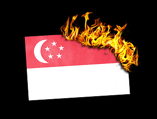 Image showing Flag burning - Singapore