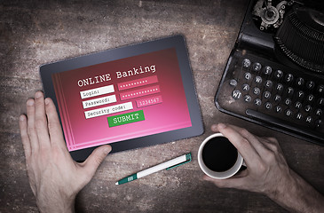 Image showing Online banking on a tablet