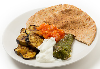 Image showing Aubergine mezze plate