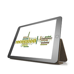Image showing Recession word cloud on tablet