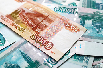 Image showing Money background with russian Ruble