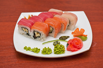 Image showing Roll with cream cheese and salmon