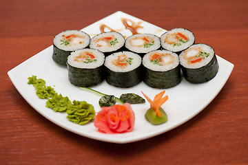 Image showing sushi rolls with crabs meat