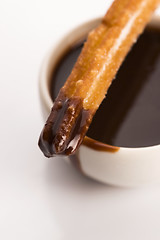 Image showing deliciuos spanish Churros with hot chocolate