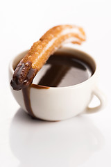 Image showing deliciuos spanish Churros with hot chocolate
