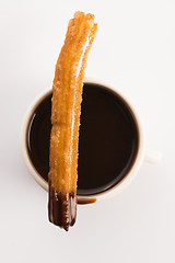 Image showing deliciuos spanish Churros with hot chocolate
