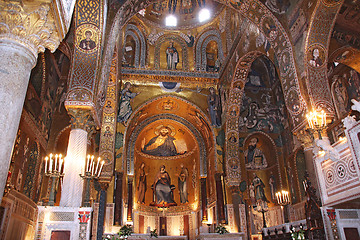Image showing Golden mosaic in Cappella Palatina