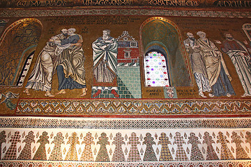 Image showing Golden mosaic in Cappella Palatina