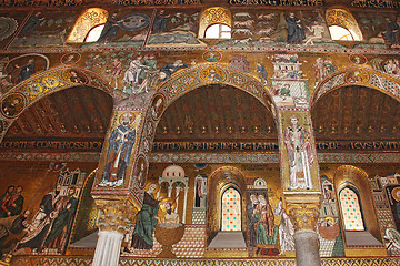 Image showing Golden mosaic in Cappella Palatina