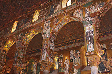 Image showing Golden mosaic in Cappella Palatina