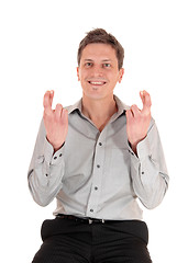 Image showing Man crossing fingers