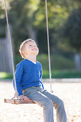 Image showing boy at swings