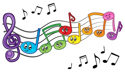 Image showing Cartoon music notes theme image 2