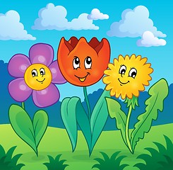 Image showing Flowers on meadow theme 1