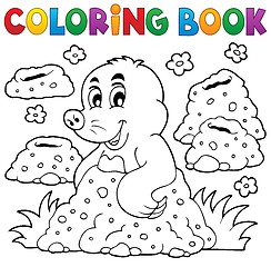 Image showing Coloring book with happy mole theme 1