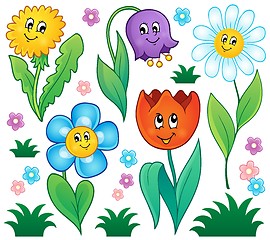 Image showing Cartoon flowers collection 4