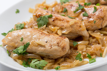 Image showing Chicken in almond sauce clsoeup