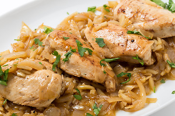 Image showing Chicken in almond sauce closeup