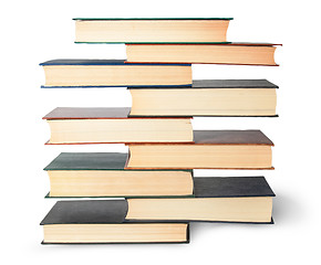 Image showing Vertical stack in old books top view