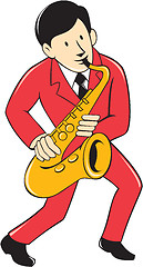 Image showing Musician Playing Saxophone Cartoon