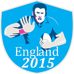 Image showing Rugby Player Fending England 2015 Shield