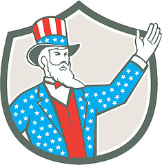 Image showing Uncle Sam American Hand Up Shield Retro