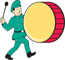 Image showing Marching Band Drummer Beating Drum