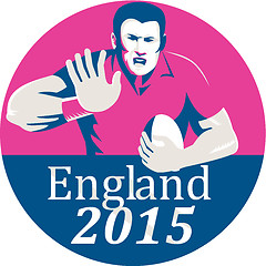 Image showing Rugby Player Fending England 2015 Circle
