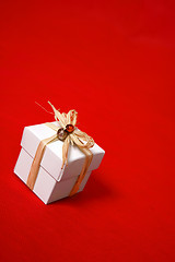 Image showing Gift box presentt tied with raffia