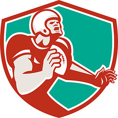 Image showing American Football Player Angry Shield Retro