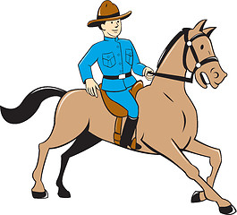 Image showing Mounted Police Officer Riding Horse Cartoon