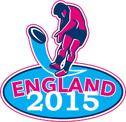 Image showing Rugby Player Kicking Ball England 2015 Retro