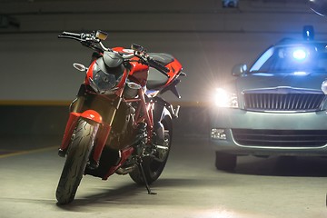 Image showing Motorcycle parking in garage