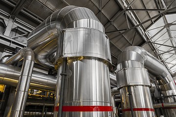 Image showing Industrial pipes in a thermal power plant