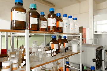 Image showing Laboratory with a lot of bottles