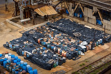 Image showing Several barrels of toxic waste 