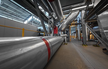 Image showing Industrial pipes in a thermal power plant