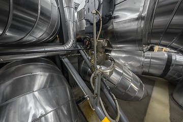 Image showing Industrial pipes in a thermal power plant