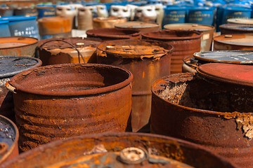 Image showing Several barrels of toxic waste 