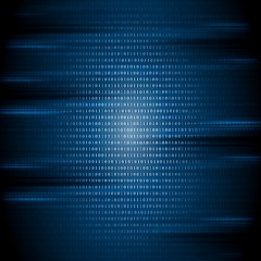 Image showing Dark blue binary code tech background