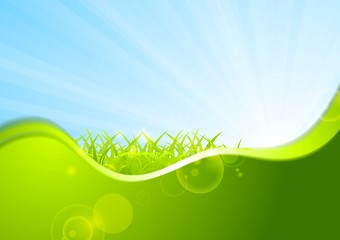 Image showing Summer background with wave and grass