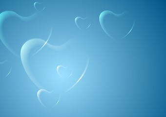 Image showing Shiny hearts on blue background