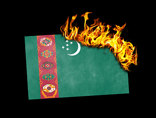Image showing Flag burning - Turkmenistan