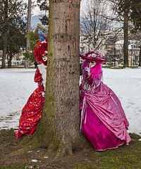 Image showing Disguised Couple Playing