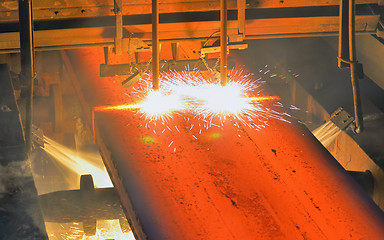 Image showing Gas cutting of the hot metal 