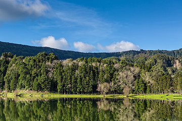 Image showing Beautiful Forest Landscape with Lake and Mountains