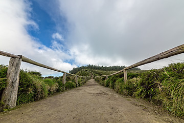 Image showing Footpath with Railing in Mountains