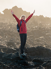 Image showing Smiling Woman with Open Hands